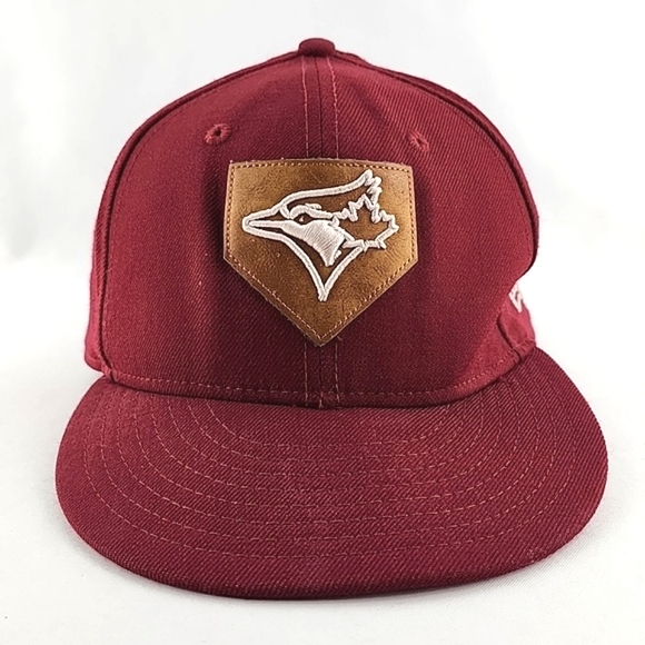 ⭐️3/ $30⭐️ Toronto Blue Jays New Era 59Fifty Ball Cap Burgundy Tan Size 7.5 - Picture 2 of 14